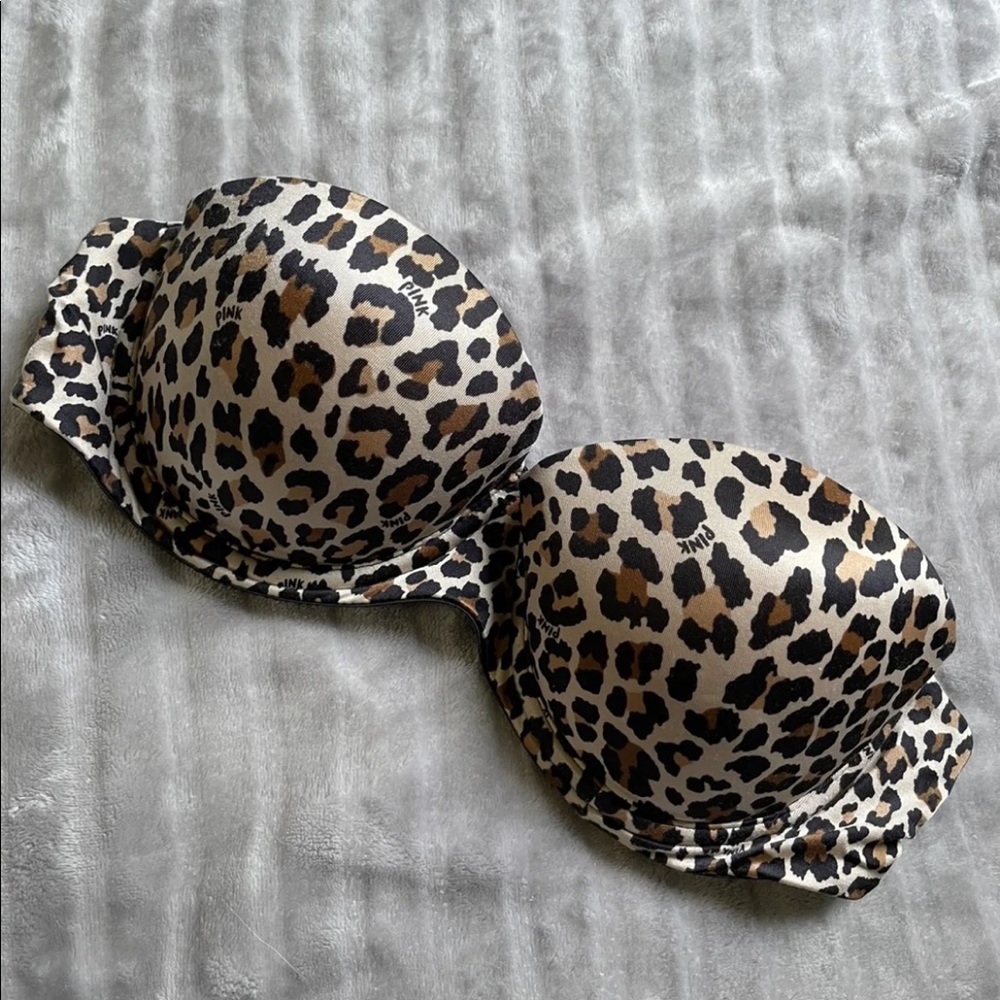 PINK Victoria secret leopard strapless push up 34B